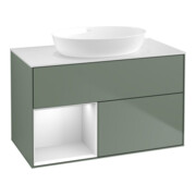 V&B Waschtischunterschrank Wandbeleuchtung Finion 100, Pl wh. m, Reg wh. m Lac, Oli. m Lac