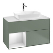 V&B Waschtischunterschrank Wandbeleuchtung Finion 100, Pl wh. m, Reg wh. m Lac, Oli. m Lac