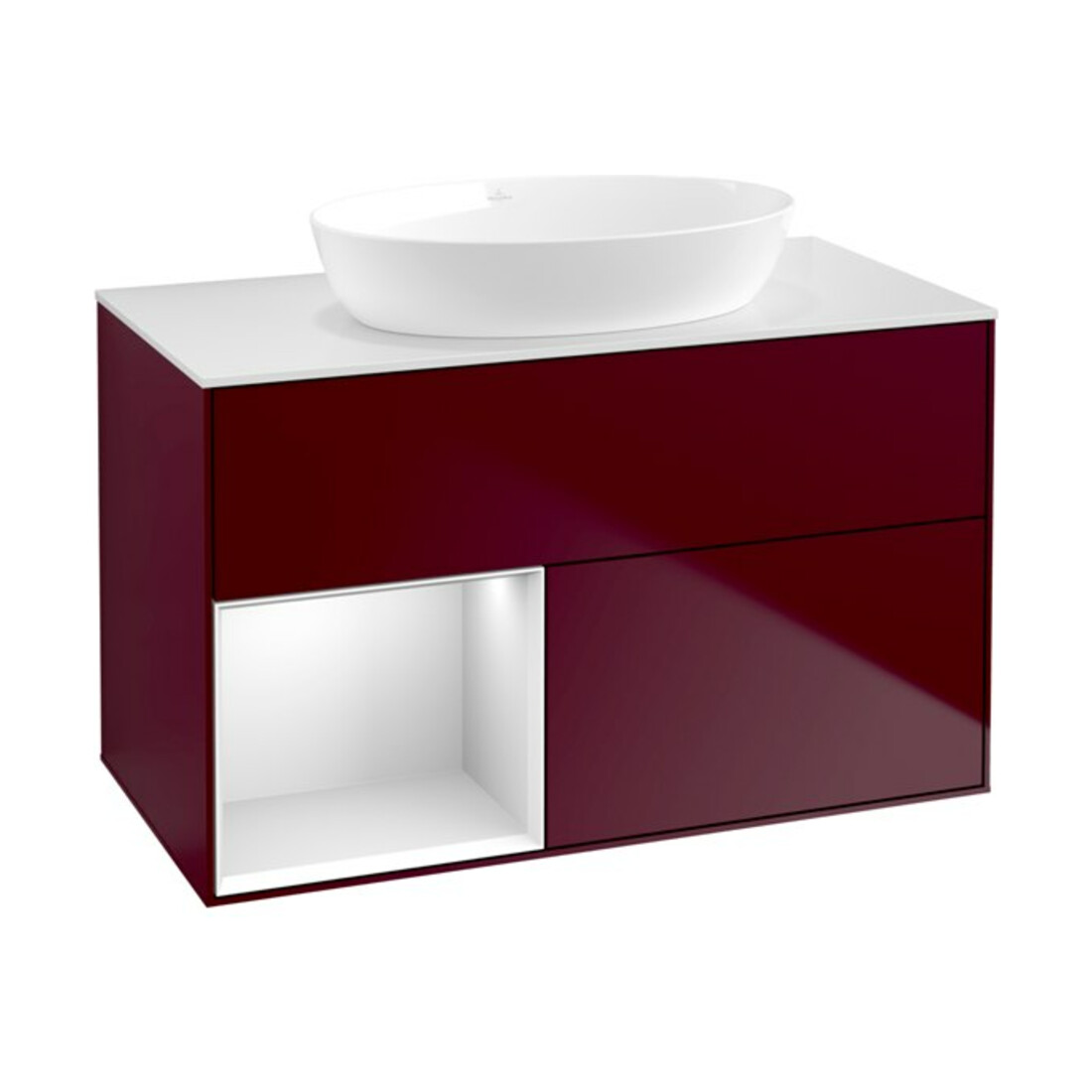 V&B Waschtischunterschrank Wandbeleuchtung Finion 100, Pl wh. m, Reg wh. m Lac, Peo m