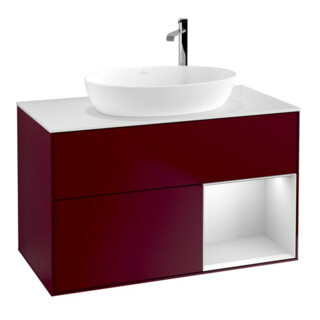 V&B Waschtischunterschrank Wandbeleuchtung Finion 100, Pl wh. m, Reg wh. m Lac, Peo m