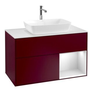 V&B Waschtischunterschrank Wandbeleuchtung Finion 100, Pl wh. m, Reg wh. m Lac, Peo m