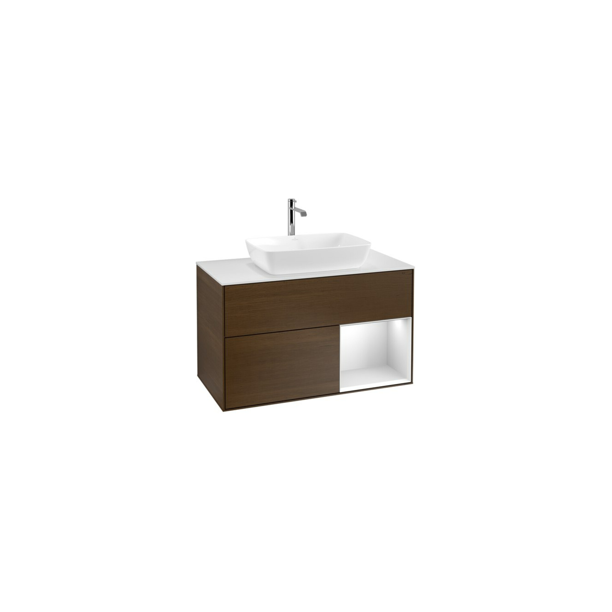 V&B Waschtischunterschrank Wandbeleuchtung Finion 100, Pl wh. m, Reg wh. m Lac, wal ven ; Villeroy & Boch