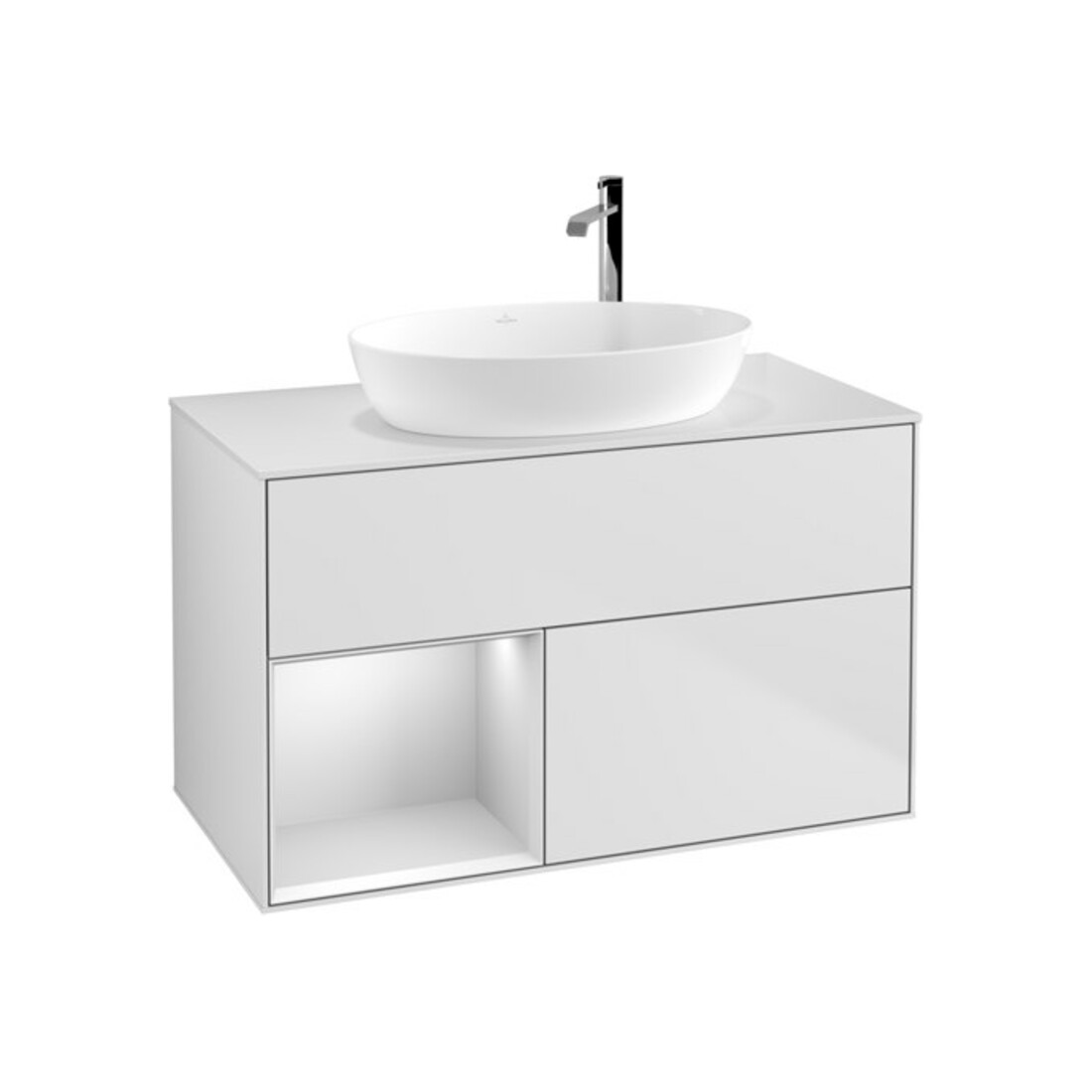 V&B Waschtischunterschrank Wandbeleuchtung Finion 100, Pl wh. m, Reg wh. m Lac, wh. m Lac