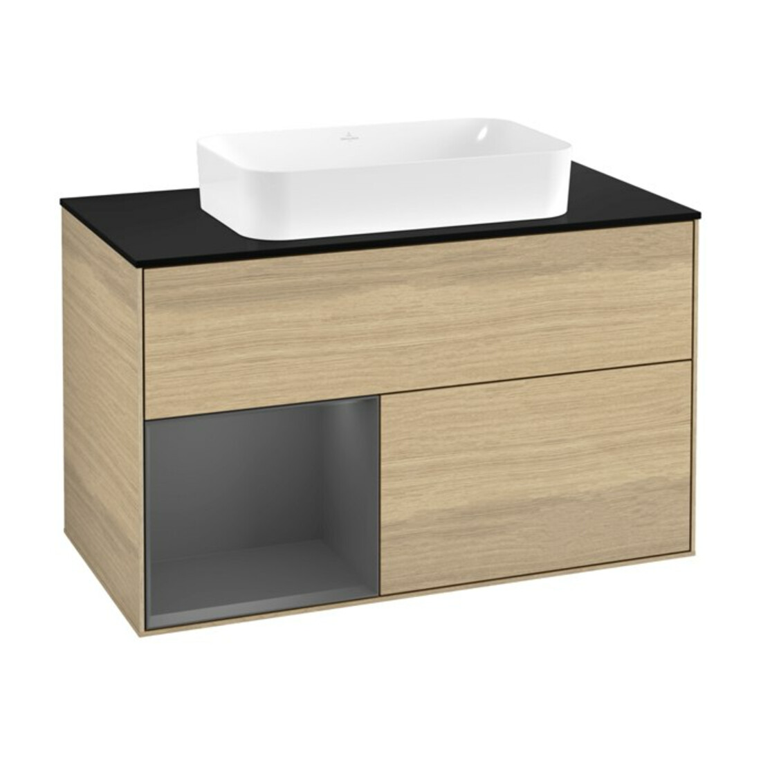 V&B Waschtischunterschrank Wandbeleuchtung Finion 100x60,3 cm, Reg li Anthrac. m, Oa ven