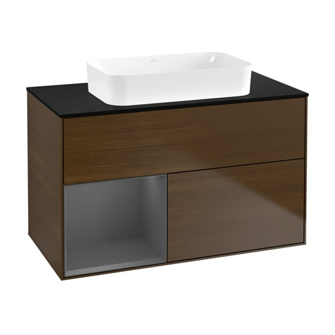 V&B Waschtischunterschrank Wandbeleuchtung Finion 100x60,3 cm, Reg li Anthrac. m, wal ven