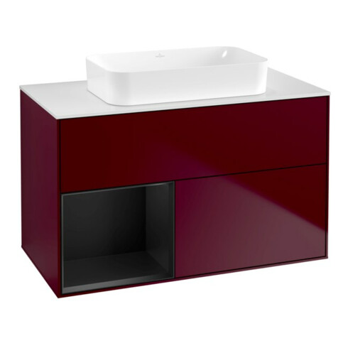 V&B Waschtischunterschrank Wandbeleuchtung Finion 100x60,3 cm, Reg li bla m Lac, Peo Matt