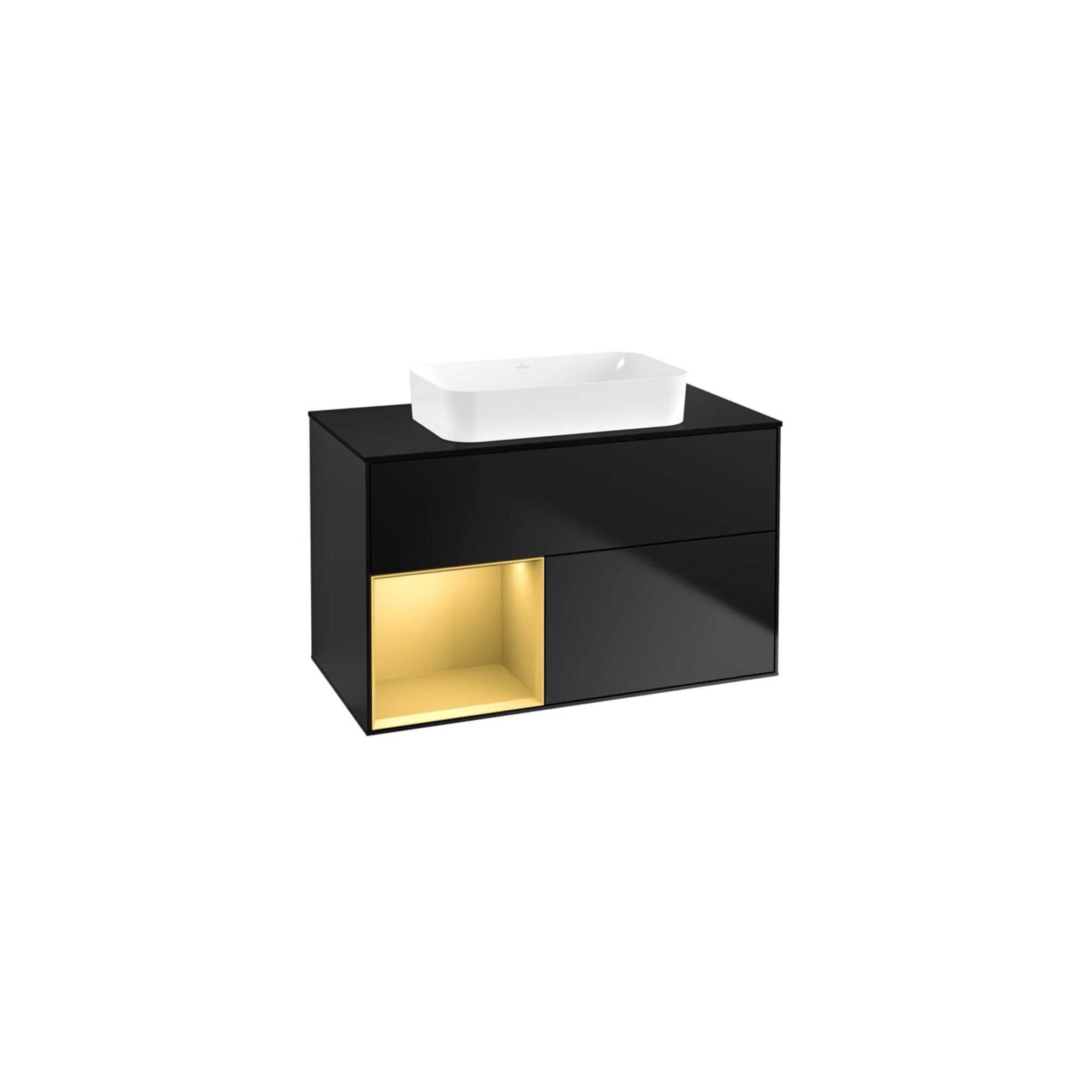 V&B Waschtischunterschrank Wandbeleuchtung Finion 100x60,3 cm, Reg li gol m, bla m lacquer ; Villeroy & Boch