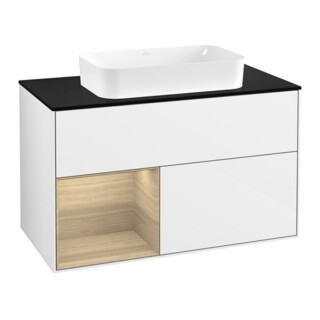 V&B Waschtischunterschrank Wandbeleuchtung Finion 100x60,3 cm, Reg li Oa ven, glo wh. Lac