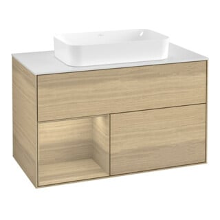 V&B Waschtischunterschrank Wandbeleuchtung Finion 100x60,3 cm, Reg li Oa ven, Oak Veneer