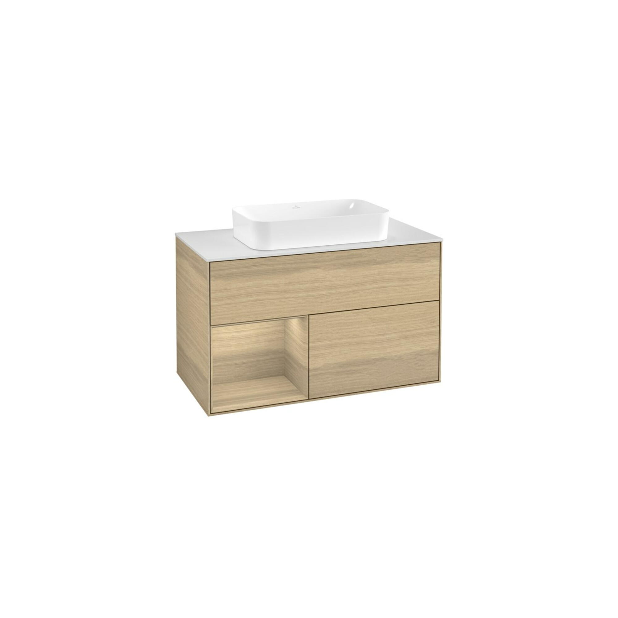 V&B Waschtischunterschrank Wandbeleuchtung Finion 100x60,3 cm, Reg li Oa ven, Oak Veneer ; Villeroy & Boch