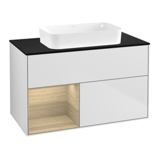 V&B Waschtischunterschrank Wandbeleuchtung Finion 100x60,3 cm, Reg li Oa ven, wh. m Lac