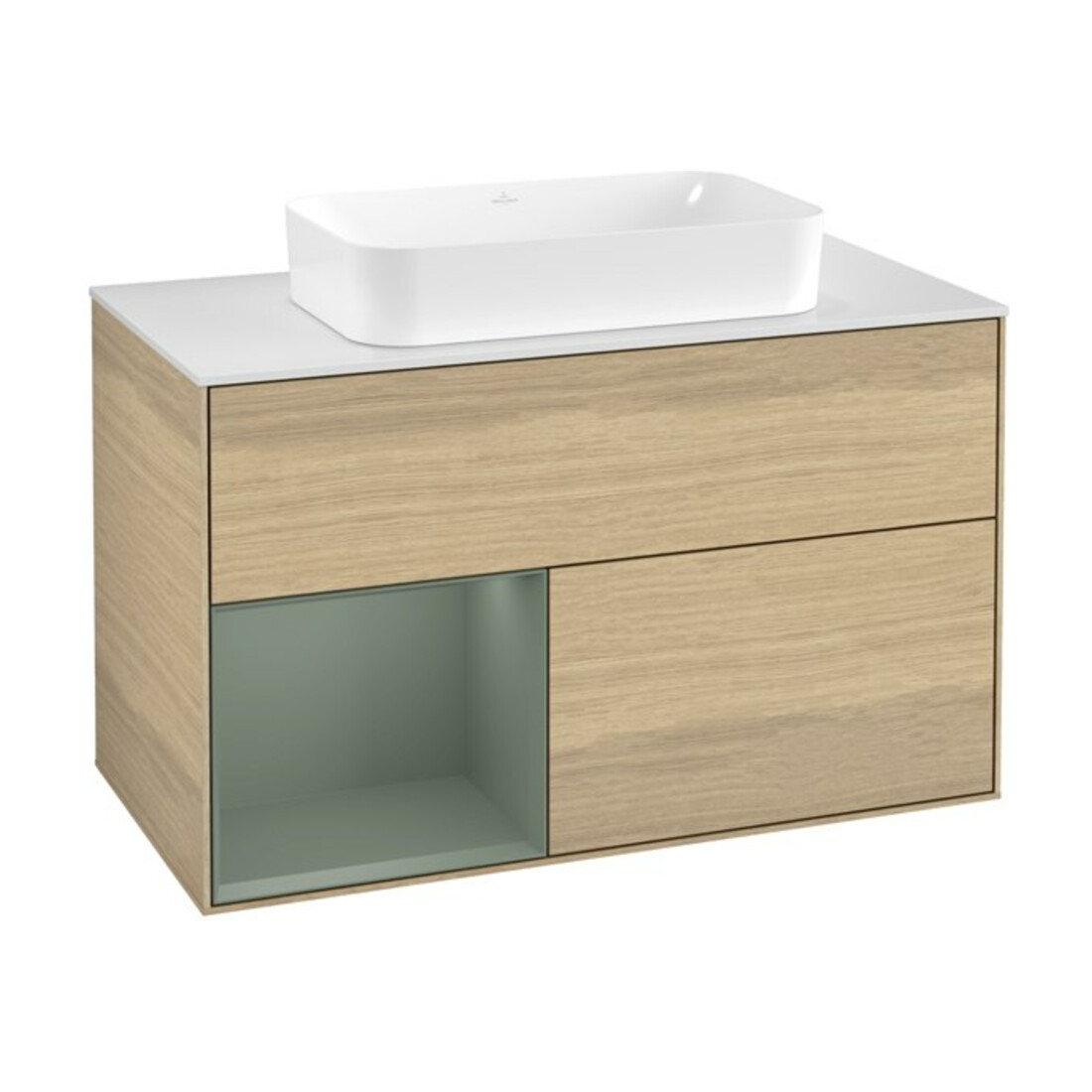V&B Waschtischunterschrank Wandbeleuchtung Finion 100x60,3 cm, Reg li Oli. m Lac, Oa ven