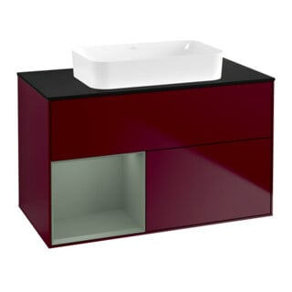 V&B Waschtischunterschrank Wandbeleuchtung Finion 100x60,3 cm, Reg li Oli. m Lac, Peo Matt