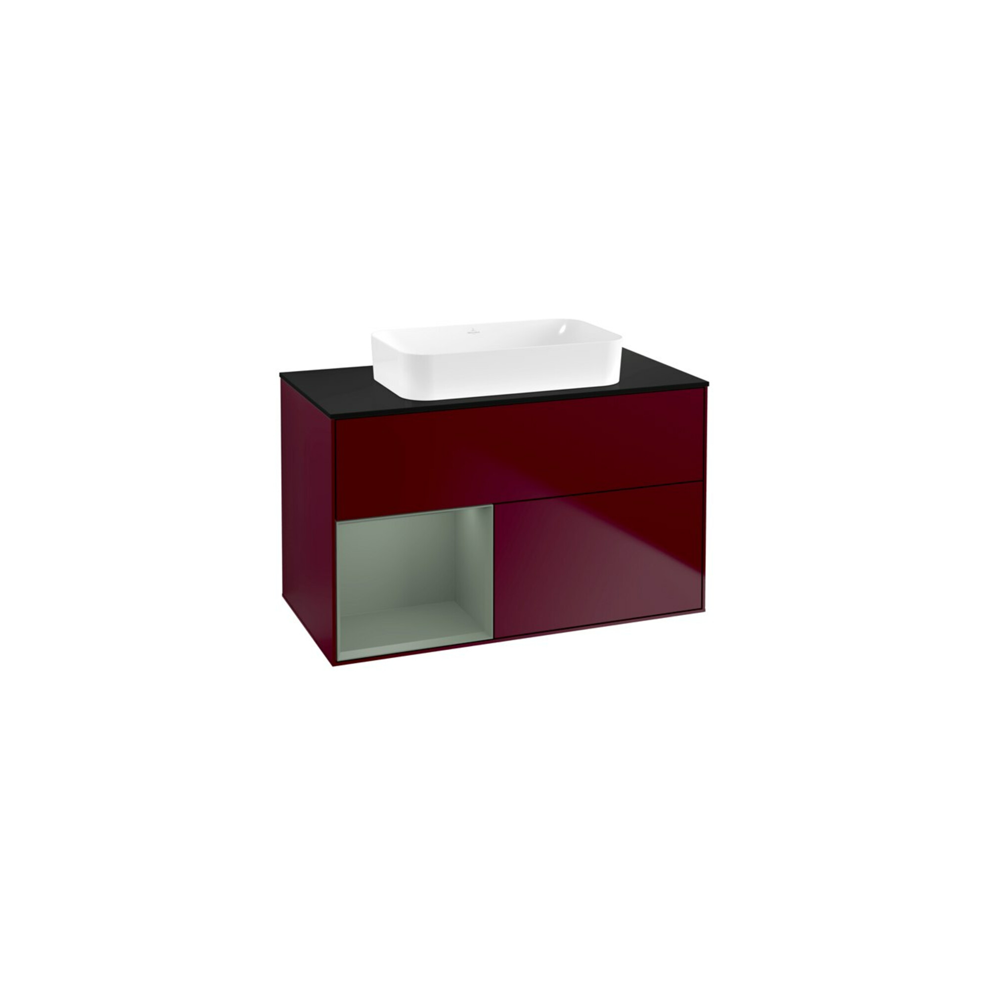 V&B Waschtischunterschrank Wandbeleuchtung Finion 100x60,3 cm, Reg li Oli. m Lac, Peo Matt ; Villeroy & Boch