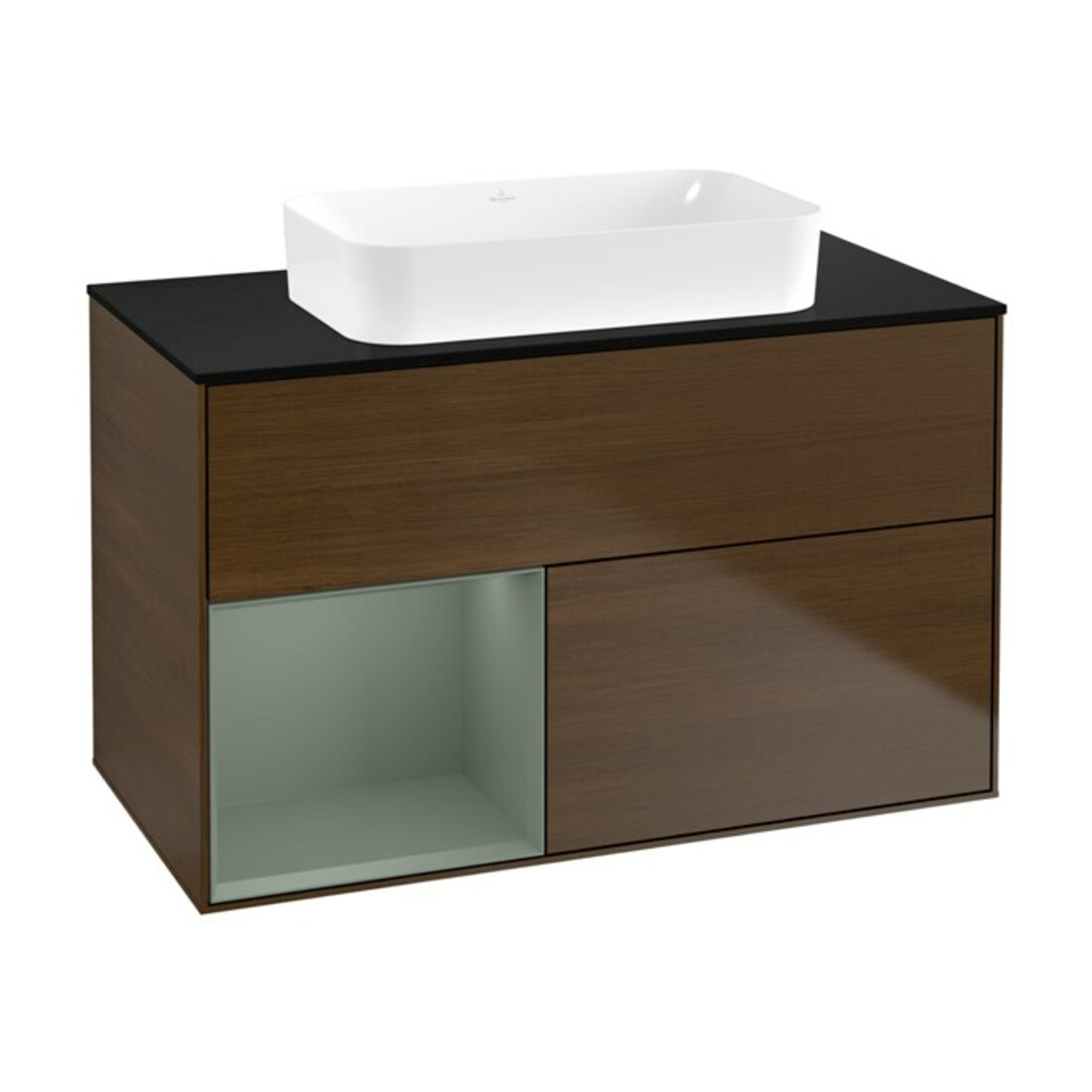 V&B Waschtischunterschrank Wandbeleuchtung Finion 100x60,3 cm, Reg li Oli. m Lac, wal ven