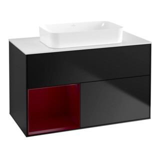 V&B Waschtischunterschrank Wandbeleuchtung Finion 100x60,3 cm, Reg li Peo, bla m lacquer