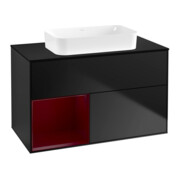 V&B Waschtischunterschrank Wandbeleuchtung Finion 100x60,3 cm, Reg li Peo, bla m lacquer