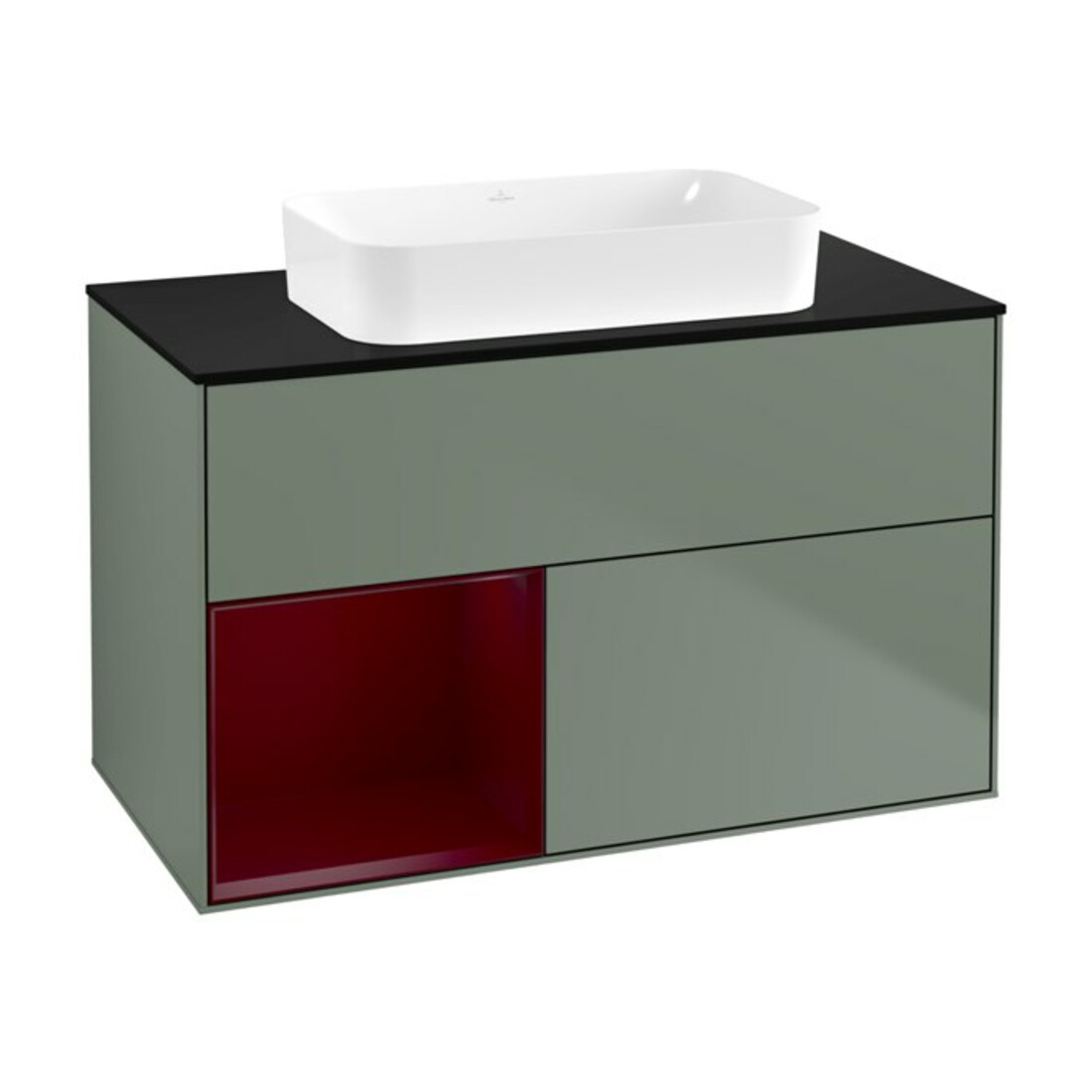 V&B Waschtischunterschrank Wandbeleuchtung Finion 100x60,3 cm, Reg li Peo, Oli. m Lacquer