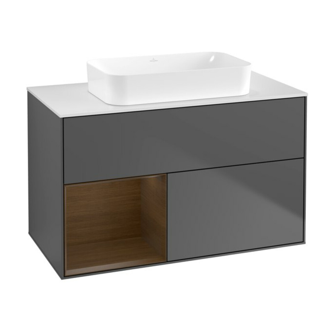 V&B Waschtischunterschrank Wandbeleuchtung Finion 100x60,3 cm, Reg li wal ven, Anthrac. m