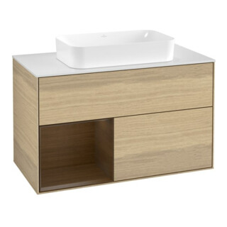 V&B Waschtischunterschrank Wandbeleuchtung Finion 100x60,3 cm, Reg li wal ven, Oak Veneer