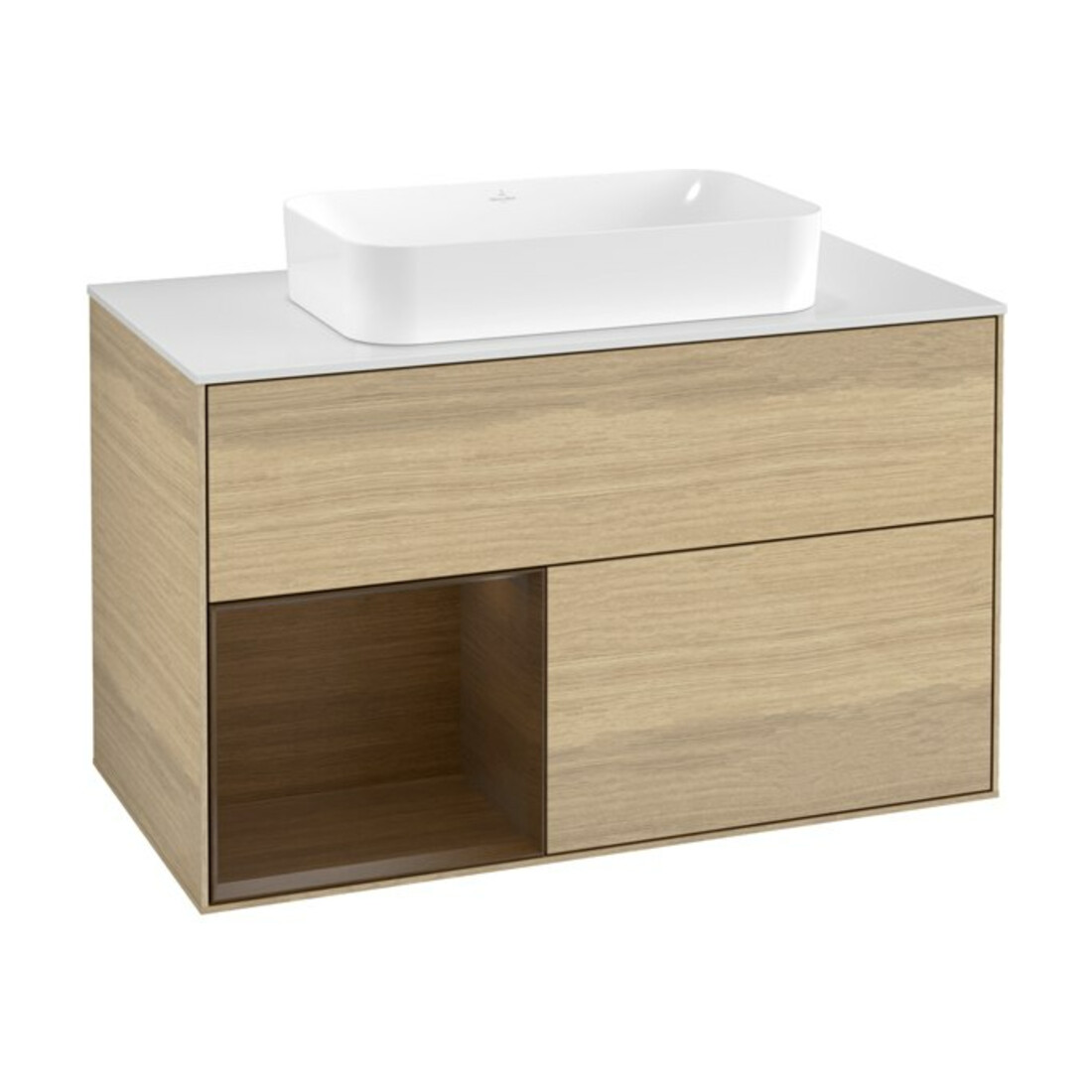 V&B Waschtischunterschrank Wandbeleuchtung Finion 100x60,3 cm, Reg li wal ven, Oak Veneer