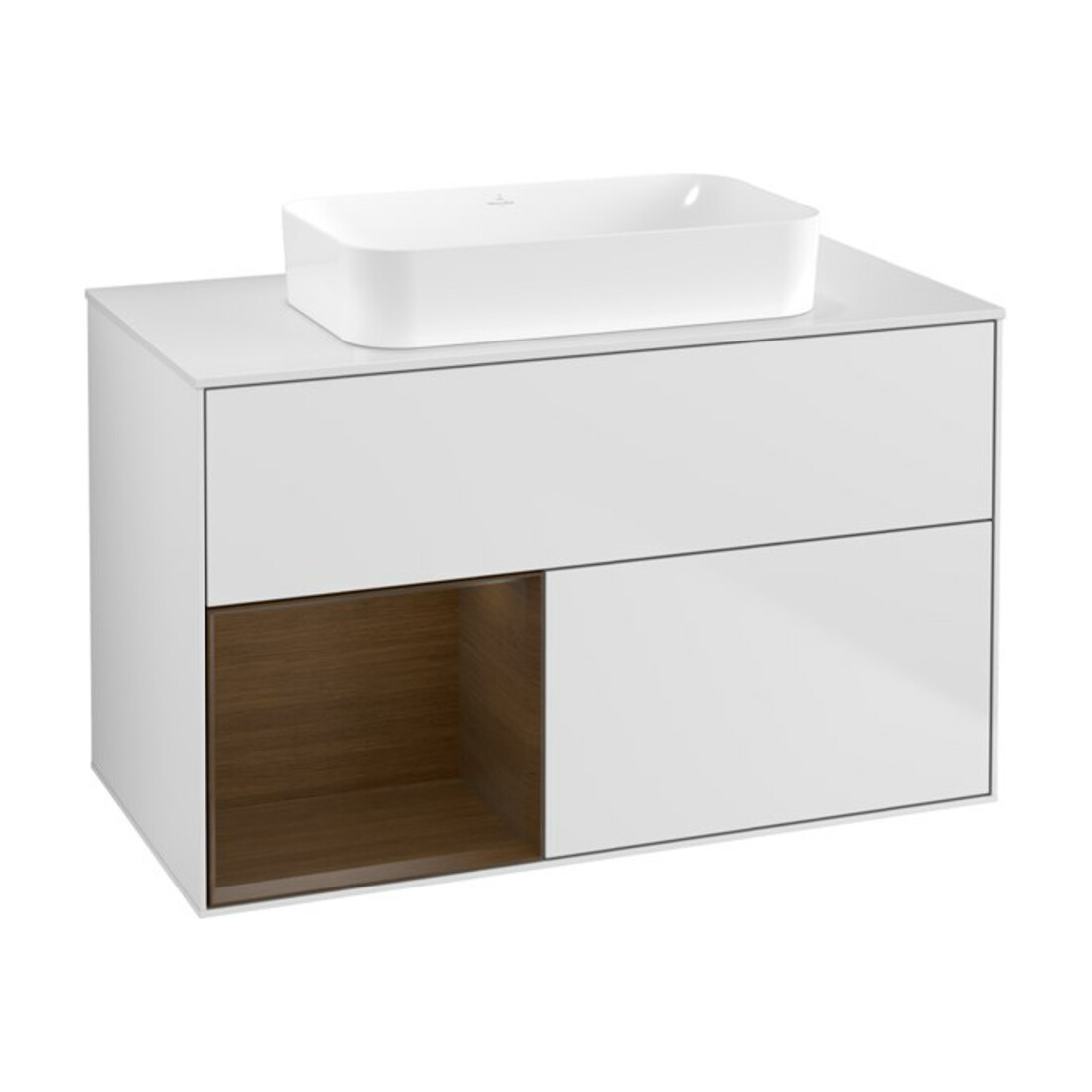 V&B Waschtischunterschrank Wandbeleuchtung Finion 100x60,3 cm, Reg li wal ven, wh. m Lac