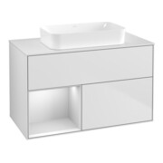 V&B Waschtischunterschrank Wandbeleuchtung Finion 100x60,3 cm, Reg li wh. m Lac, wh. m Lac