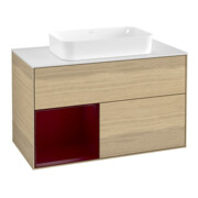 V&B Waschtischunterschrank Wandbeleuchtung Finion 100x60,3 cm, Reg links Peony, Oak Veneer