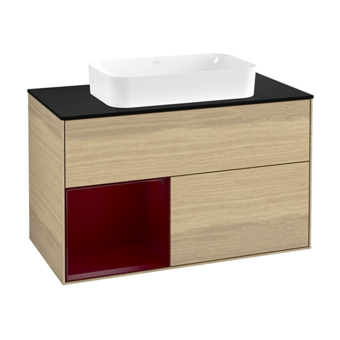V&B Waschtischunterschrank Wandbeleuchtung Finion 100x60,3 cm, Reg links Peony, Oak Veneer