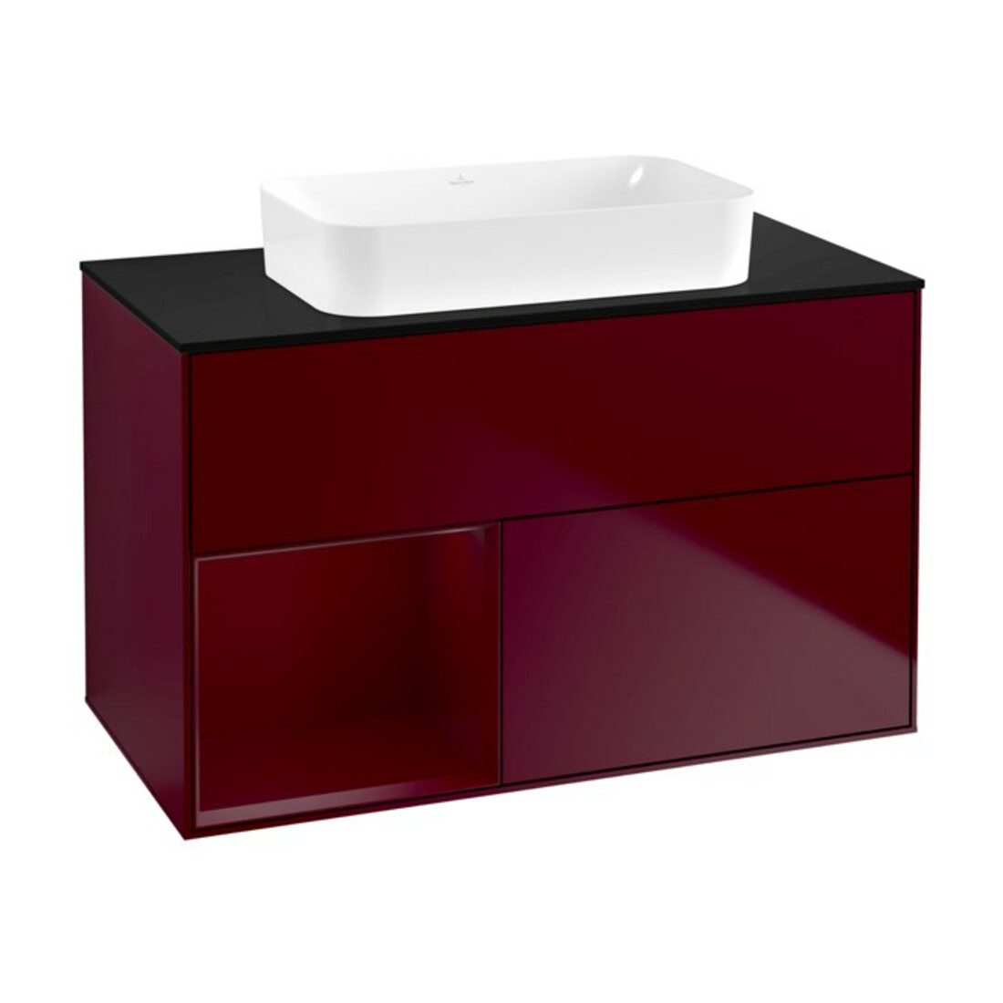 V&B Waschtischunterschrank Wandbeleuchtung Finion 100x60,3 cm, Reg links Peony, Peony Matt