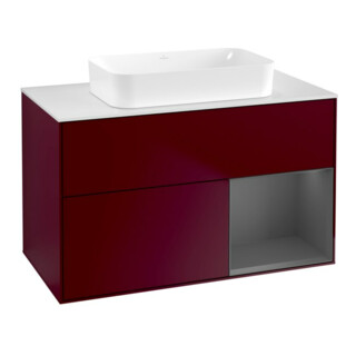 V&B Waschtischunterschrank Wandbeleuchtung Finion 100x60,3 cm, Reg re Anthrac. m, Peo Matt