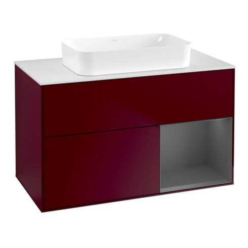 V&B Waschtischunterschrank Wandbeleuchtung Finion 100x60,3 cm, Reg re Anthrac. m, Peo Matt