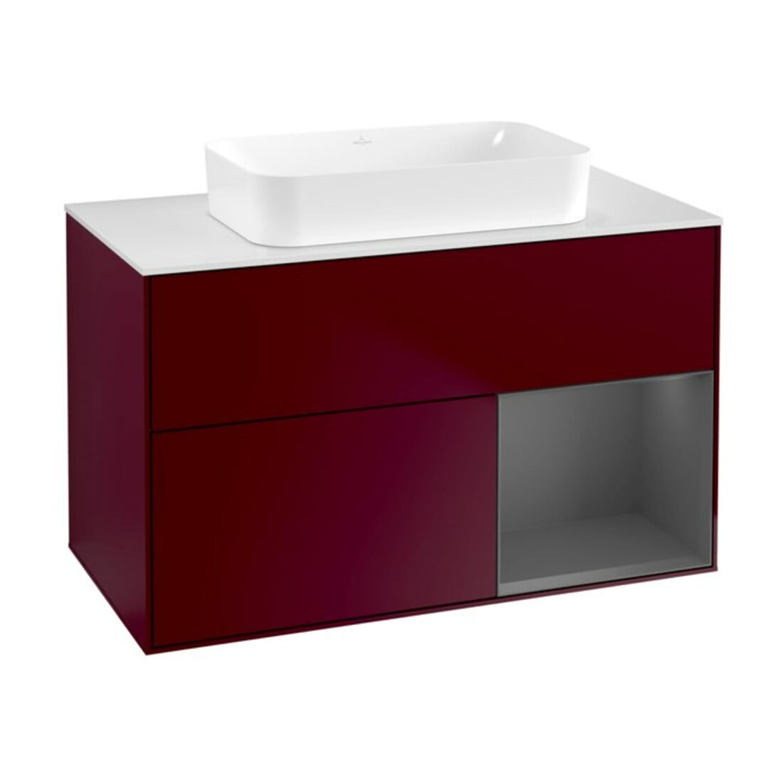 V&B Waschtischunterschrank Wandbeleuchtung Finion 100x60,3 cm, Reg re Anthrac. m, Peo Matt