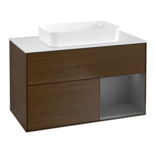 V&B Waschtischunterschrank Wandbeleuchtung Finion 100x60,3 cm, Reg re Anthrac. m, wal ven