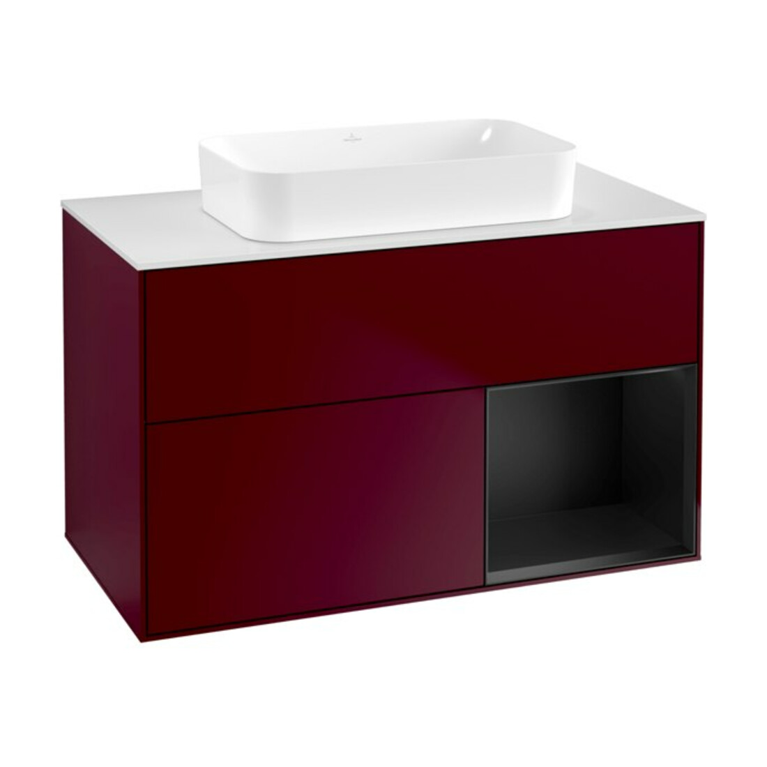 V&B Waschtischunterschrank Wandbeleuchtung Finion 100x60,3 cm, Reg re bla m Lac, Peo Matt