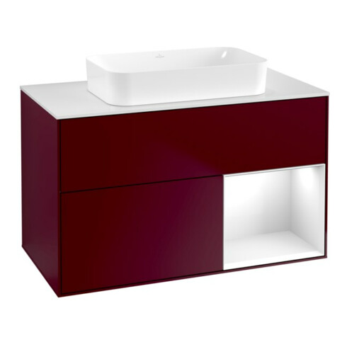 V&B Waschtischunterschrank Wandbeleuchtung Finion 100x60,3 cm, Reg re glo wh. Lac, Peo m