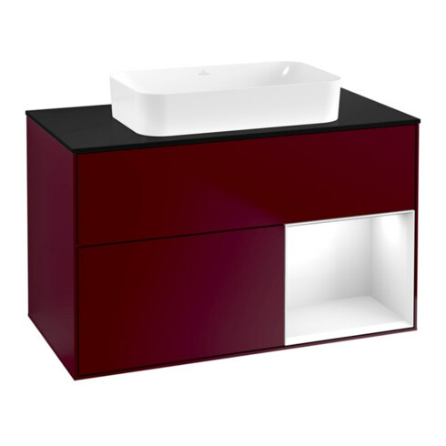 V&B Waschtischunterschrank Wandbeleuchtung Finion 100x60,3 cm, Reg re glo wh. Lac, Peo m