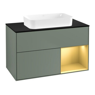 V&B Waschtischunterschrank Wandbeleuchtung Finion 100x60,3 cm, Reg re gol m, Oli. m Lac
