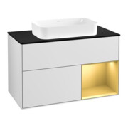 V&B Waschtischunterschrank Wandbeleuchtung Finion 100x60,3 cm, Reg re gol m, wh. m lacquer