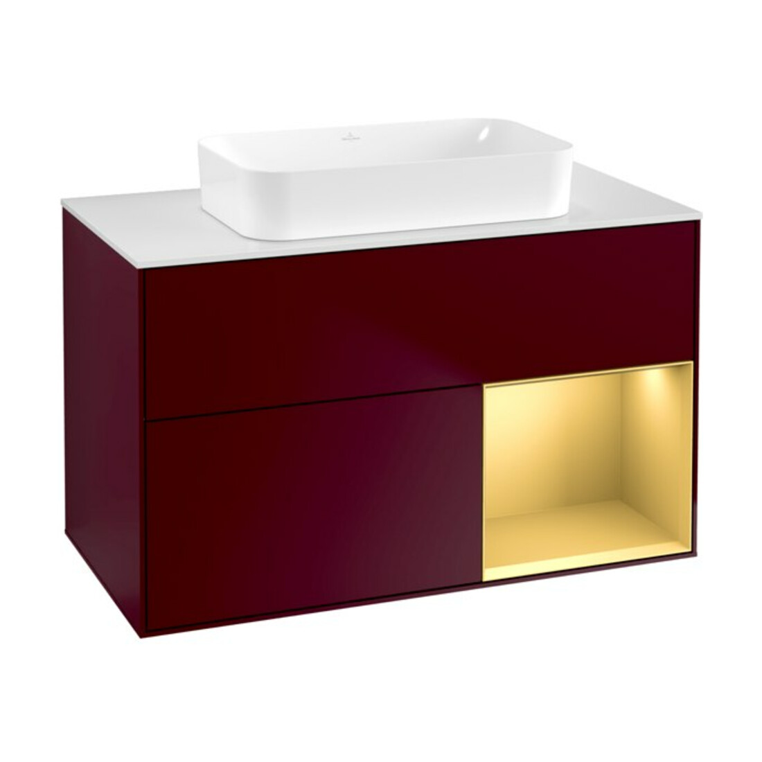 V&B Waschtischunterschrank Wandbeleuchtung Finion 100x60,3 cm, Reg re gol matt, Peony Matt
