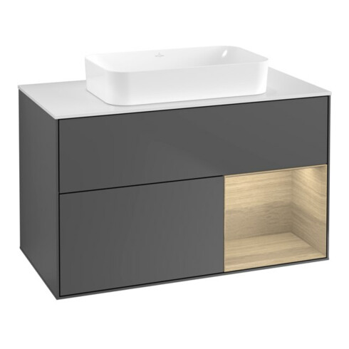 V&B Waschtischunterschrank Wandbeleuchtung Finion 100x60,3 cm, Reg re Oa ven, Anthrac. m