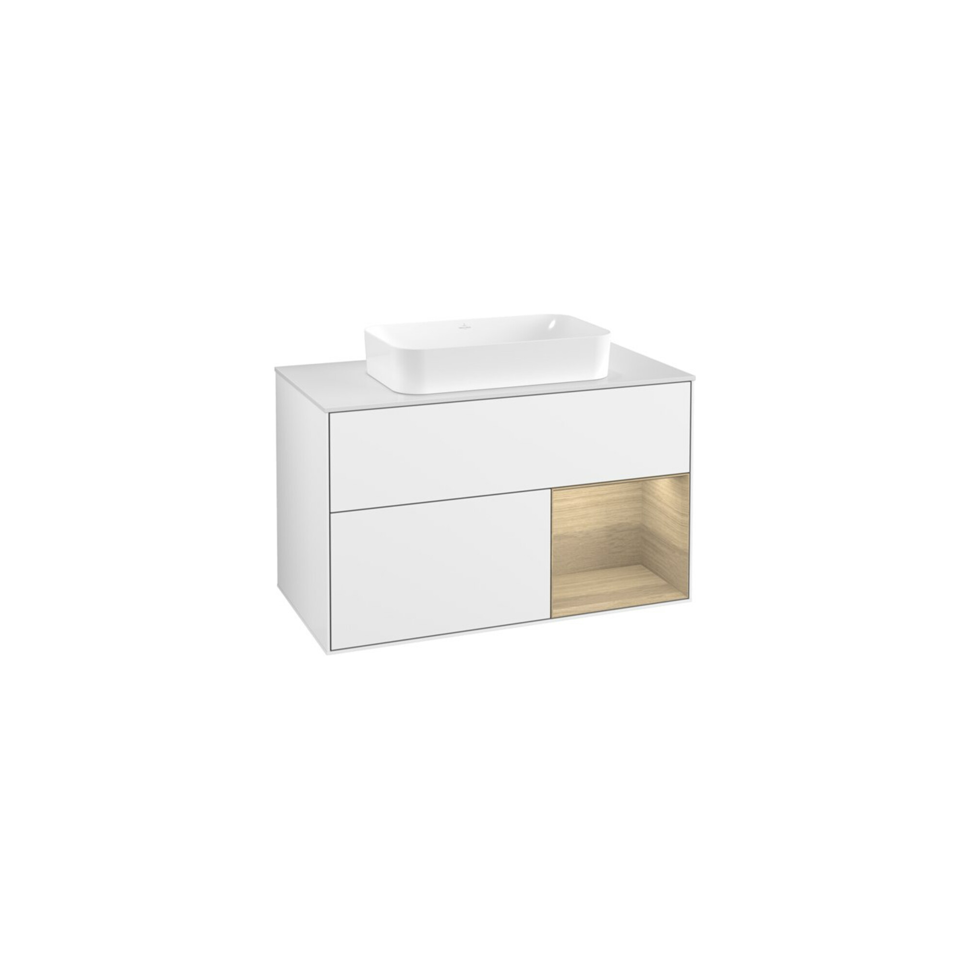 V&B Waschtischunterschrank Wandbeleuchtung Finion 100x60,3 cm, Reg re Oa ven, glo wh. Lac ; Villeroy & Boch