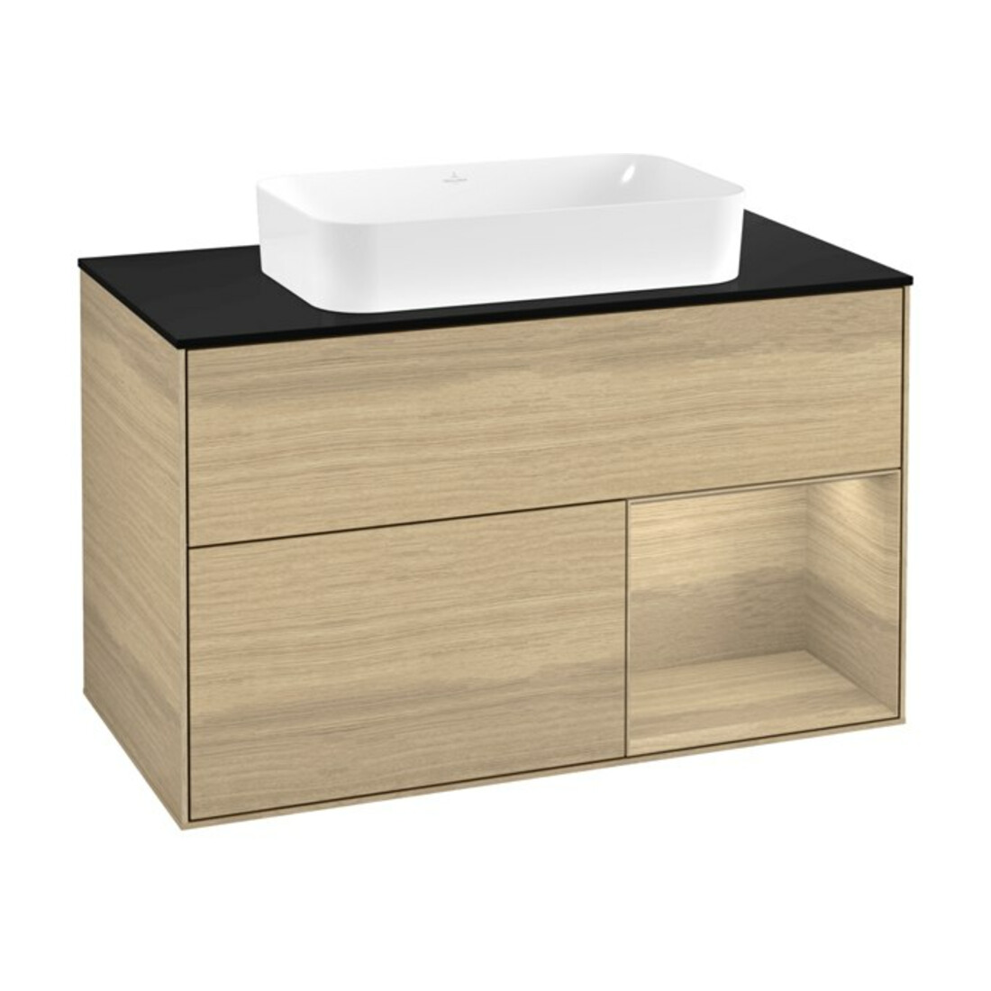 V&B Waschtischunterschrank Wandbeleuchtung Finion 100x60,3 cm, Reg re Oa ven, Oak Veneer