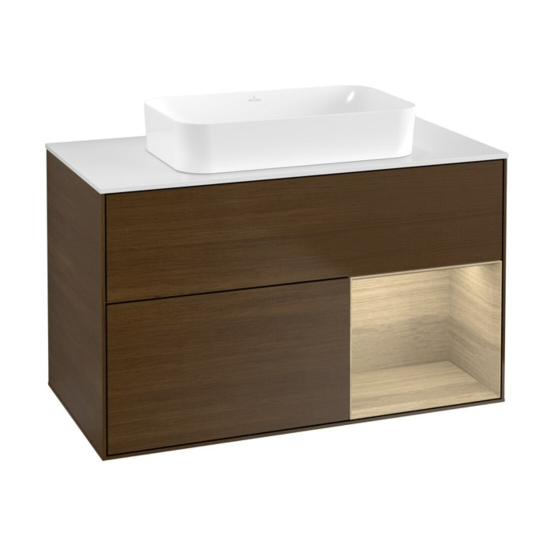 V&B Waschtischunterschrank Wandbeleuchtung Finion 100x60,3 cm, Reg re Oa ven, wal veneer