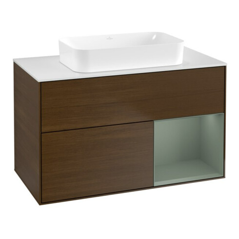 V&B Waschtischunterschrank Wandbeleuchtung Finion 100x60,3 cm, Reg re Oli. m Lac, wal ven