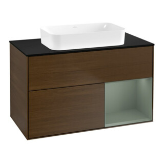 V&B Waschtischunterschrank Wandbeleuchtung Finion 100x60,3 cm, Reg re Oli. m Lac, wal ven