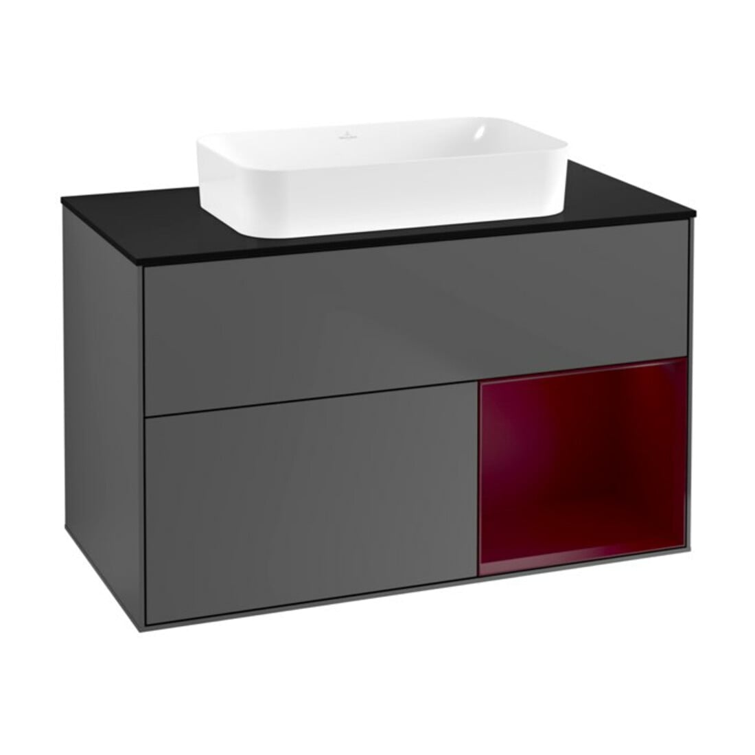 V&B Waschtischunterschrank Wandbeleuchtung Finion 100x60,3 cm, Reg re Peo, Anthracite matt