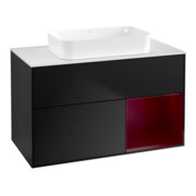 V&B Waschtischunterschrank Wandbeleuchtung Finion 100x60,3 cm, Reg re Peo, bla m lacquer
