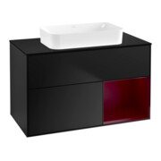 V&B Waschtischunterschrank Wandbeleuchtung Finion 100x60,3 cm, Reg re Peo, bla m lacquer