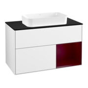 V&B Waschtischunterschrank Wandbeleuchtung Finion 100x60,3 cm, Reg re Peo, glo wh. lacquer